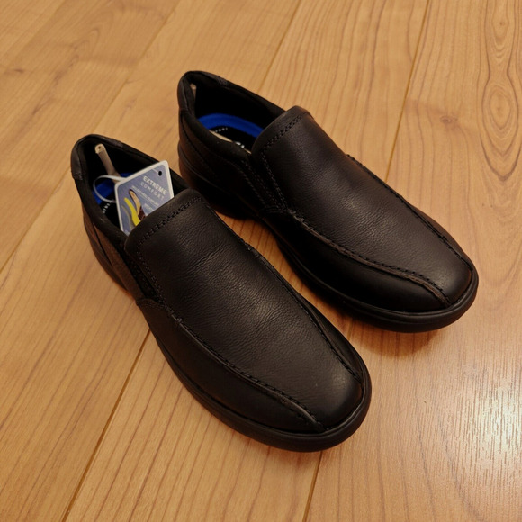 Clarks Bradley Step Men's Slip On Shoes Size 9 Black Tumbled Leather New in Box - Picture 4 of 11